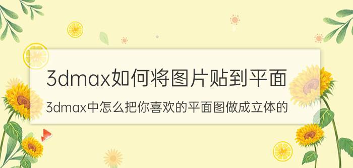 3dmax如何将图片贴到平面 3dmax中怎么把你喜欢的平面图做成立体的？